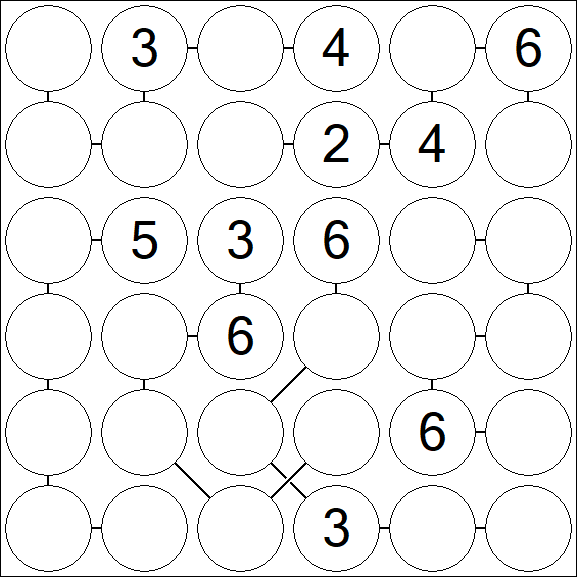 Chain Sudoku 6x6 - Medium
