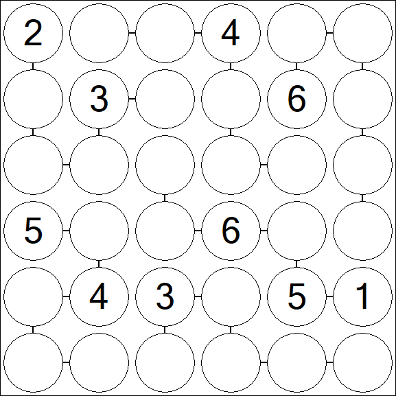 Chain Sudoku 6x6 - Medium