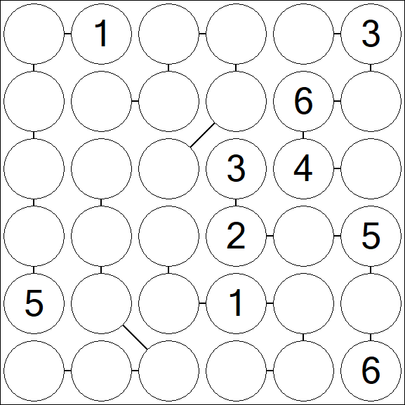 Chain Sudoku 6x6 - Medium
