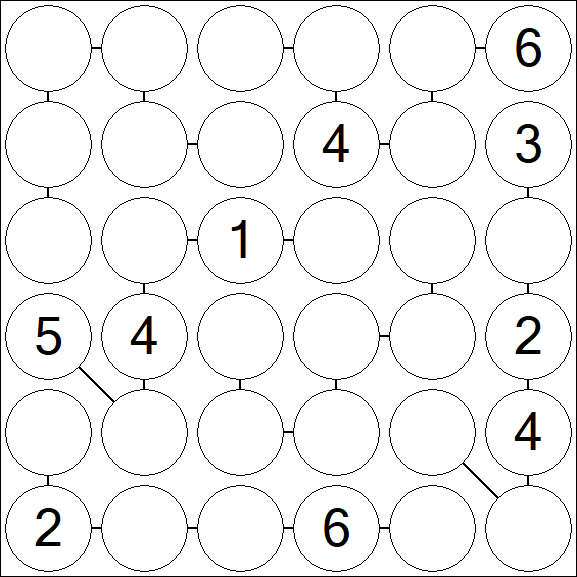 Chain Sudoku 6x6 - Medium
