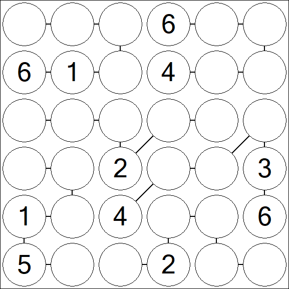 Chain Sudoku 6x6 - Medium