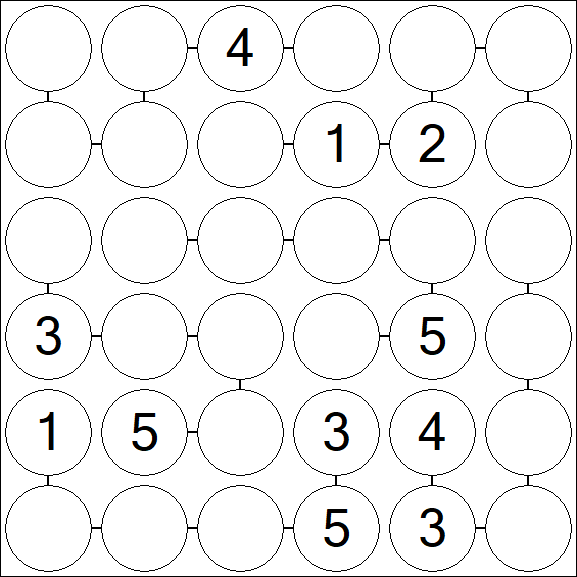 Chain Sudoku 6x6 - Medium