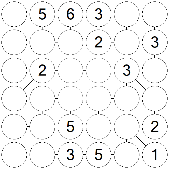 Chain Sudoku 6x6 - Medium