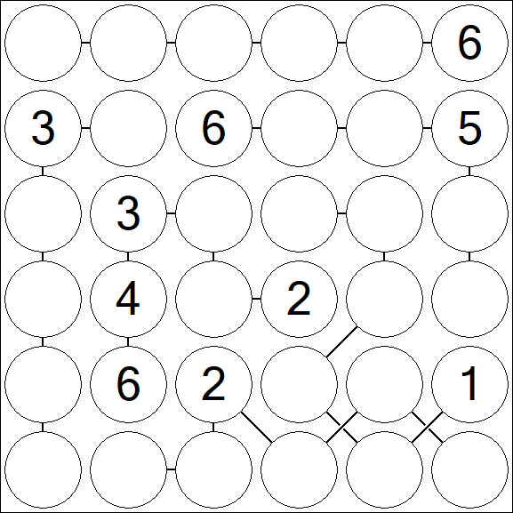 Chain Sudoku 6x6 - Medium