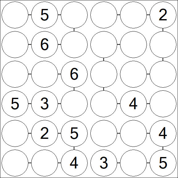 Chain Sudoku 6x6 - Medium