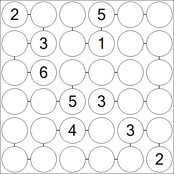 Chain Sudoku 6x6 - Medium