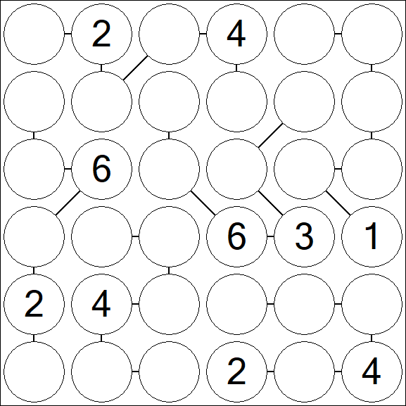 Chain Sudoku 6x6 - Medium