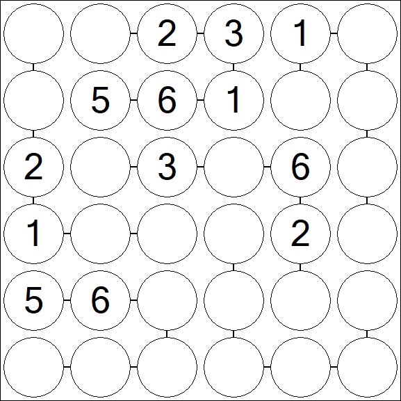 Chain Sudoku 6x6 - Medium