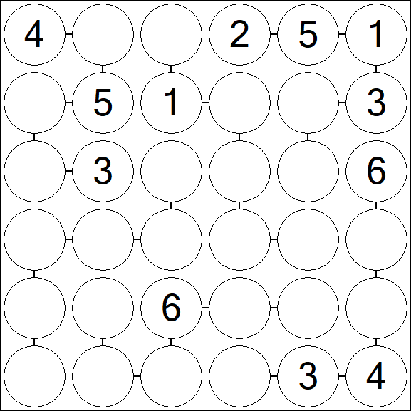 Chain Sudoku 6x6 - Medium