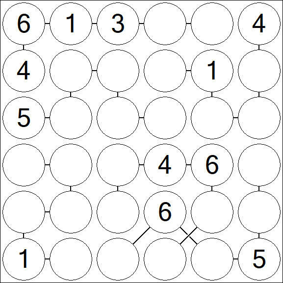 Chain Sudoku 6x6 - Moyen