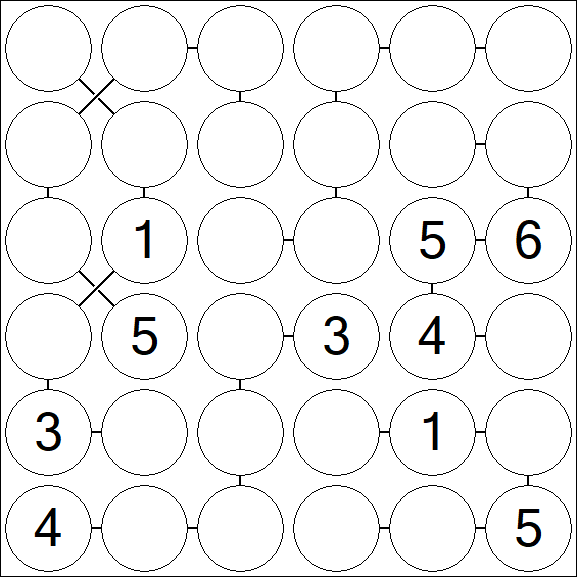 Chain Sudoku 6x6 - Moyen