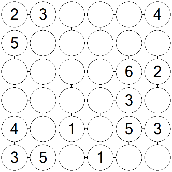 Chain Sudoku 6x6 - Moyen
