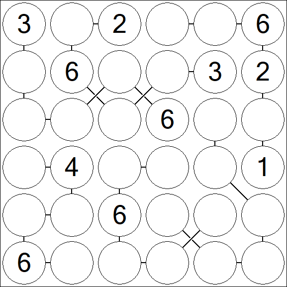 Chain Sudoku 6x6 - Moyen