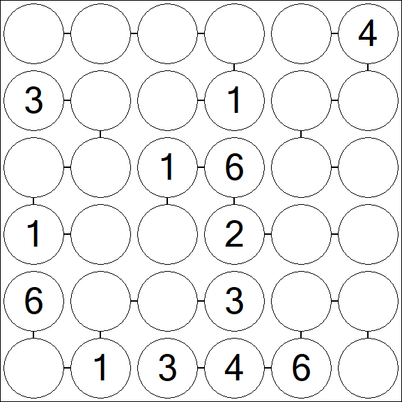 Chain Sudoku 6x6 - Moyen
