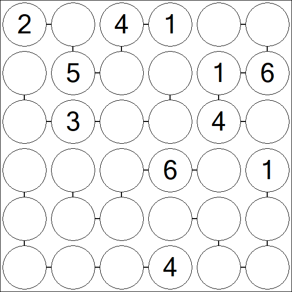 Chain Sudoku 6x6 - Mittel