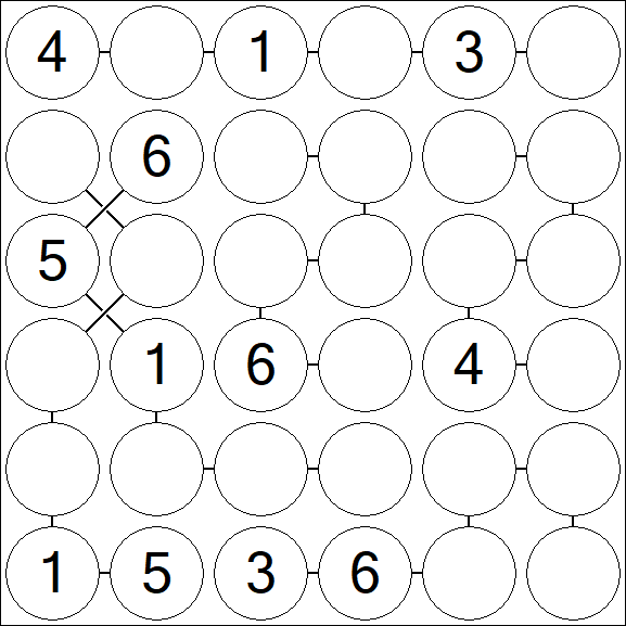 Chain Sudoku 6x6 - Moyen