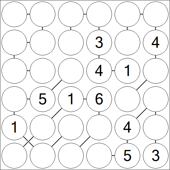 Chain Sudoku 6x6 - Médio