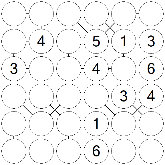 Chain Sudoku 6x6 - Médio