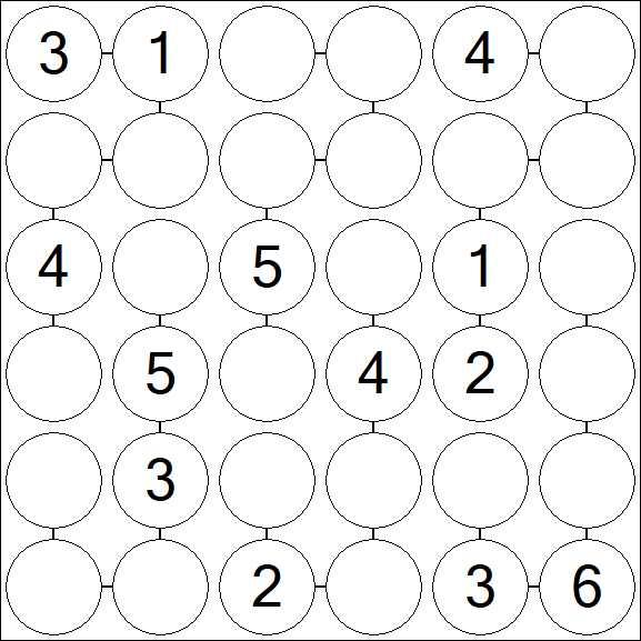 Chain Sudoku 6x6 - Médio