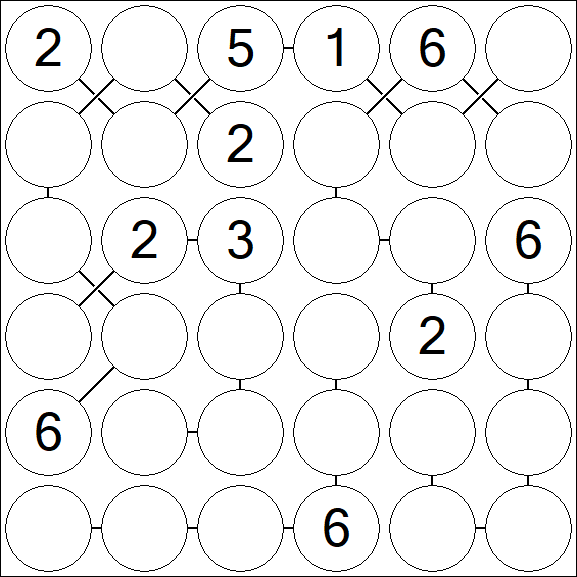 Chain Sudoku 6x6 - Médio