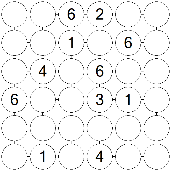 Chain Sudoku 6x6 - Medio