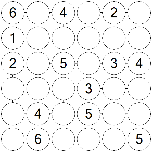 Chain Sudoku 6x6 - Moyen