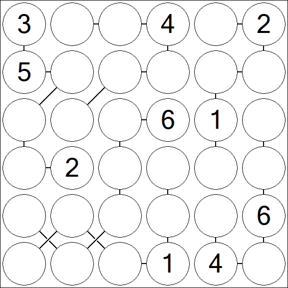 Chain Sudoku 6x6 - Moyen