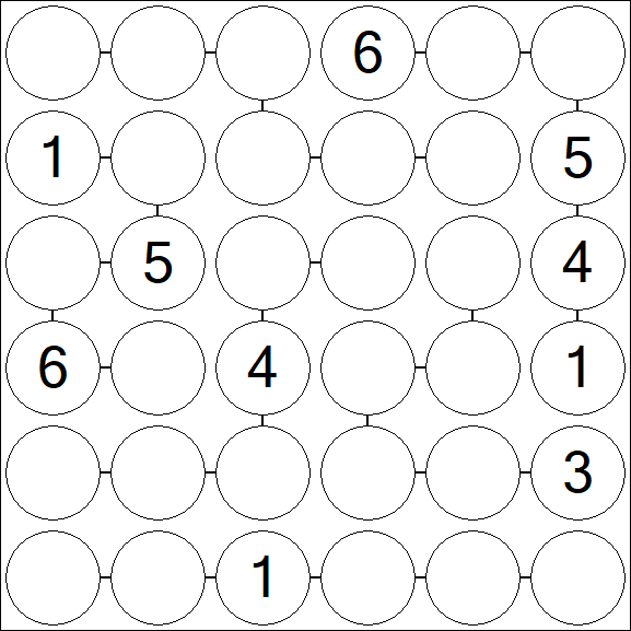 Chain Sudoku 6x6 - Médio