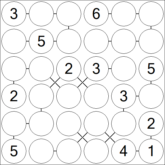 Chain Sudoku 6x6 - Moyen