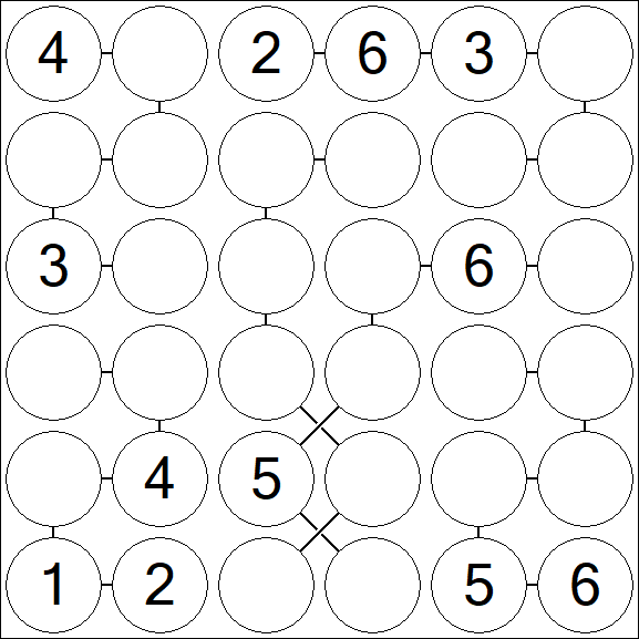 Chain Sudoku 6x6 - Médio
