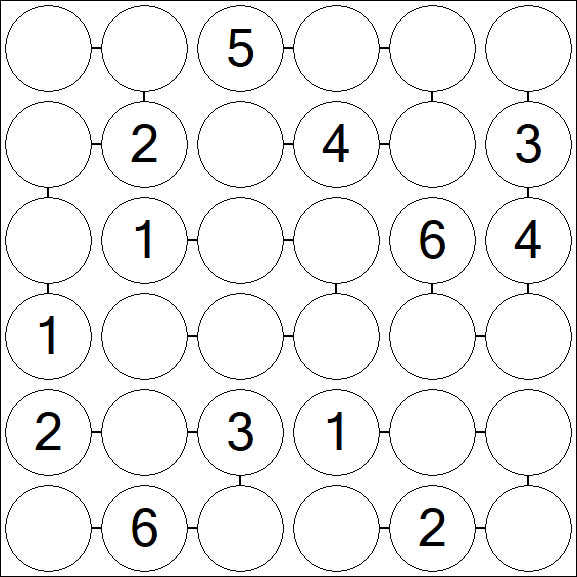 Chain Sudoku 6x6 - Medio