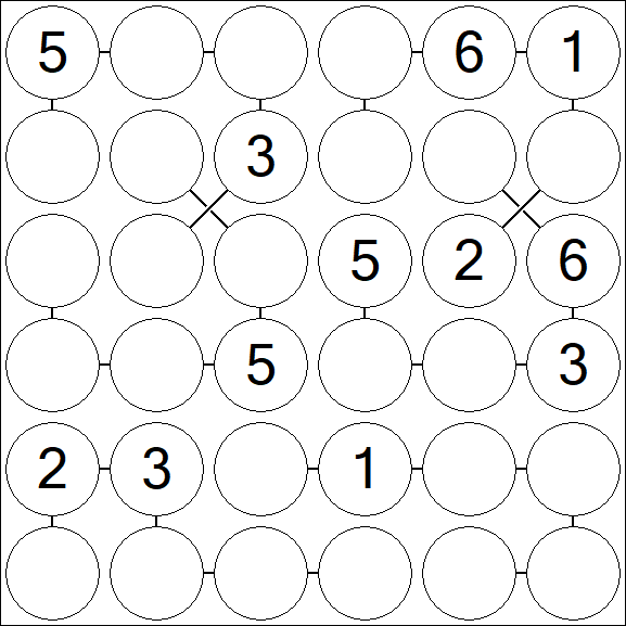 Chain Sudoku 6x6 - Medio
