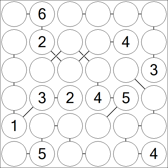 Chain Sudoku 6x6 - Medium