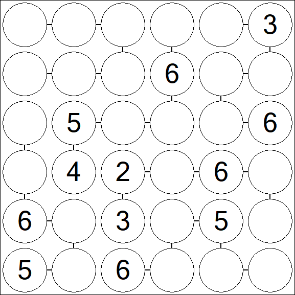 Chain Sudoku 6x6 - Medium