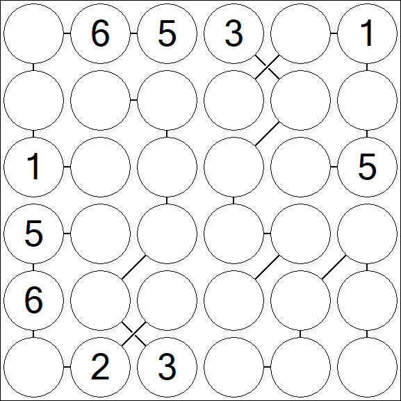 Chain Sudoku 6x6 - Medium