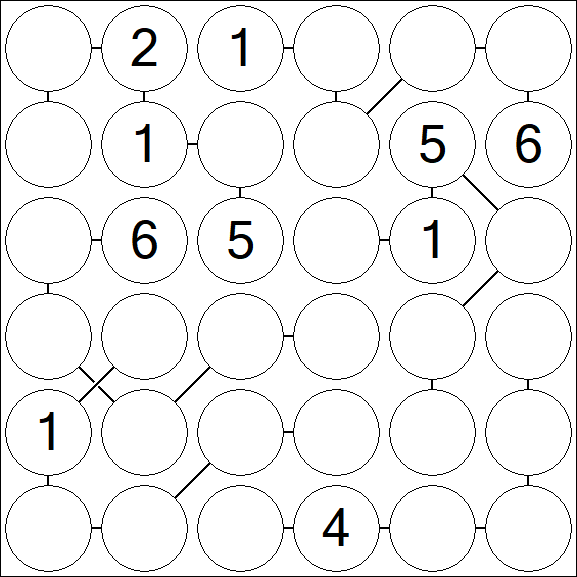 Chain Sudoku 6x6 - Medium