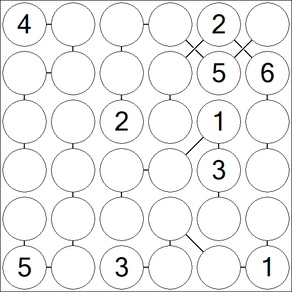 Chain Sudoku 6x6 - Medium
