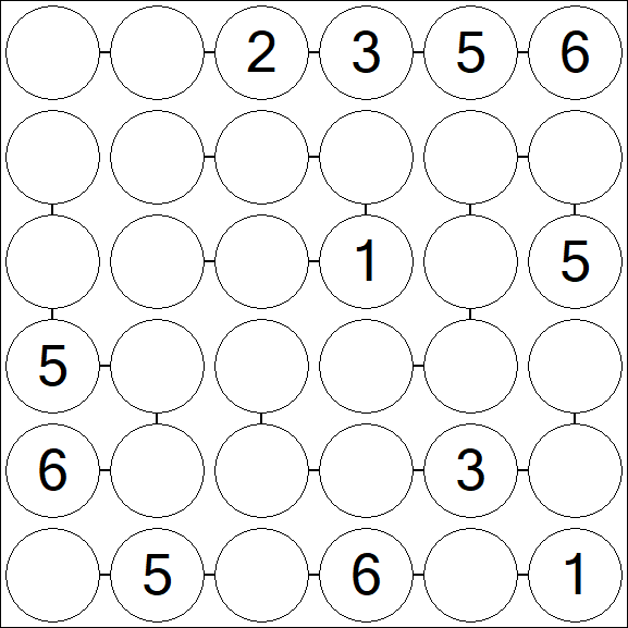 Chain Sudoku 6x6 - Medium