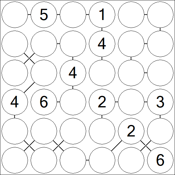 Chain Sudoku 6x6 - Medium