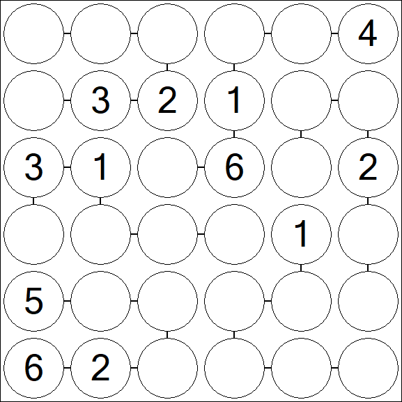 Chain Sudoku 6x6 - Medium