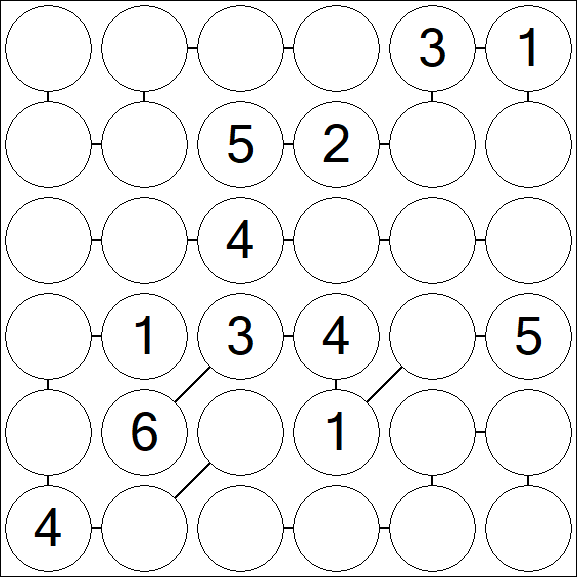 Chain Sudoku 6x6 - Medium