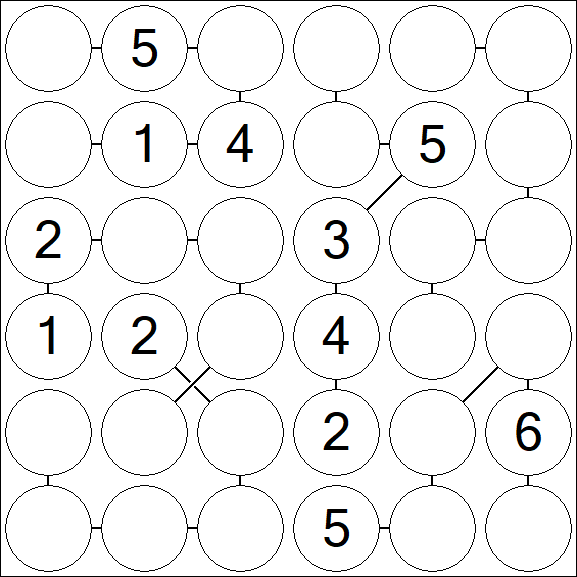 Chain Sudoku 6x6 - Medium