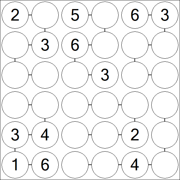Chain Sudoku 6x6 - Medium