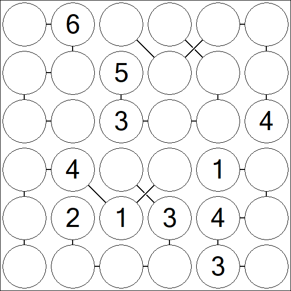 Chain Sudoku 6x6 - Medium