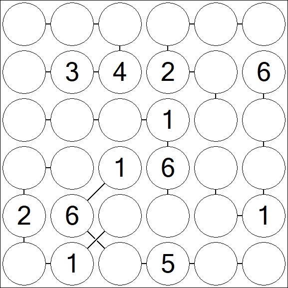 Chain Sudoku 6x6 - Medium