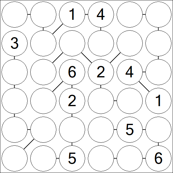 Chain Sudoku 6x6 - Medium