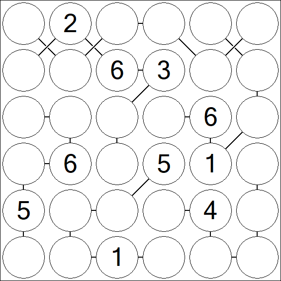 Chain Sudoku 6x6 - Medium