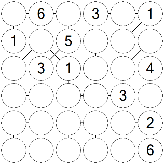 Chain Sudoku 6x6 - Medium