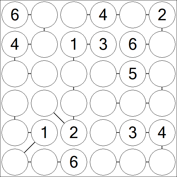Chain Sudoku 6x6 - Medium