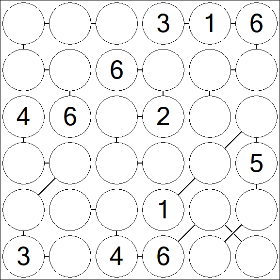 Chain Sudoku 6x6 - Moyen